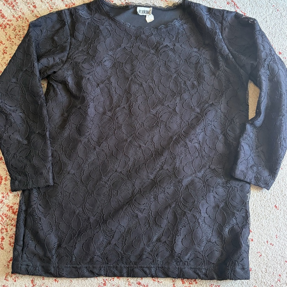 Black Lace Long Sleeve Top